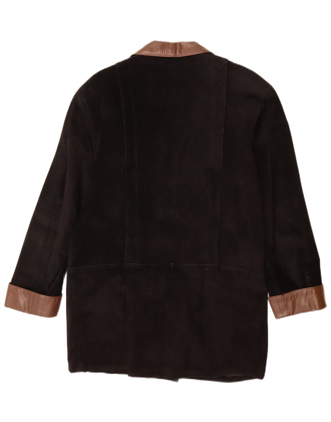 Giacca blazer vintage in pelle scamosciata doppio petto da donna EU 40 media nera