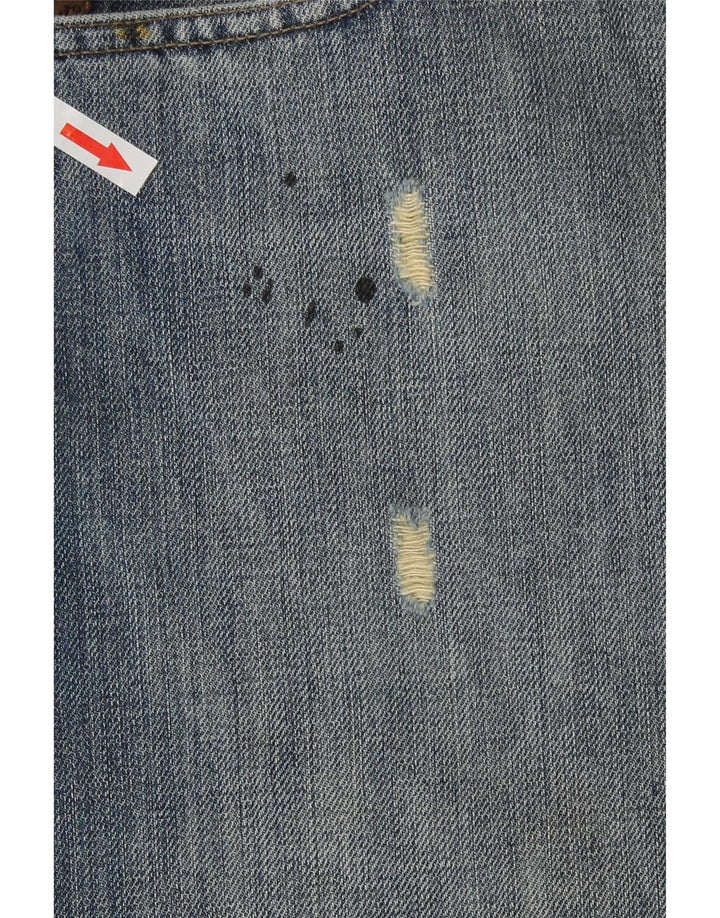 Jeans dritti invecchiati da uomo Armani W36 L30 in cotone blu