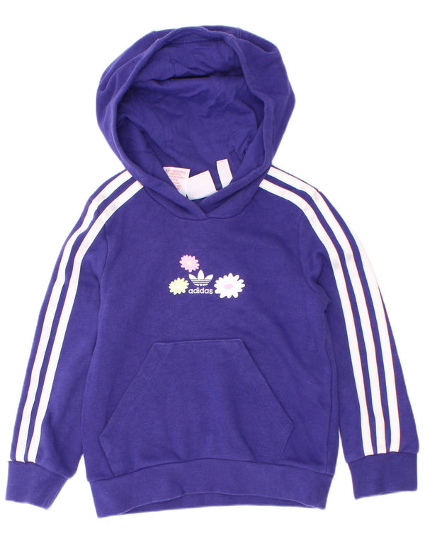 Felpa con cappuccio grafica Adidas per ragazze 5-6 anni in cotone floreale viola