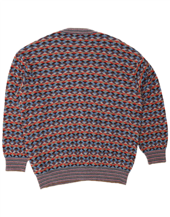 MISSONI Maglione Cardigan Uomo IT 54 XL Designer geometrico multicolore