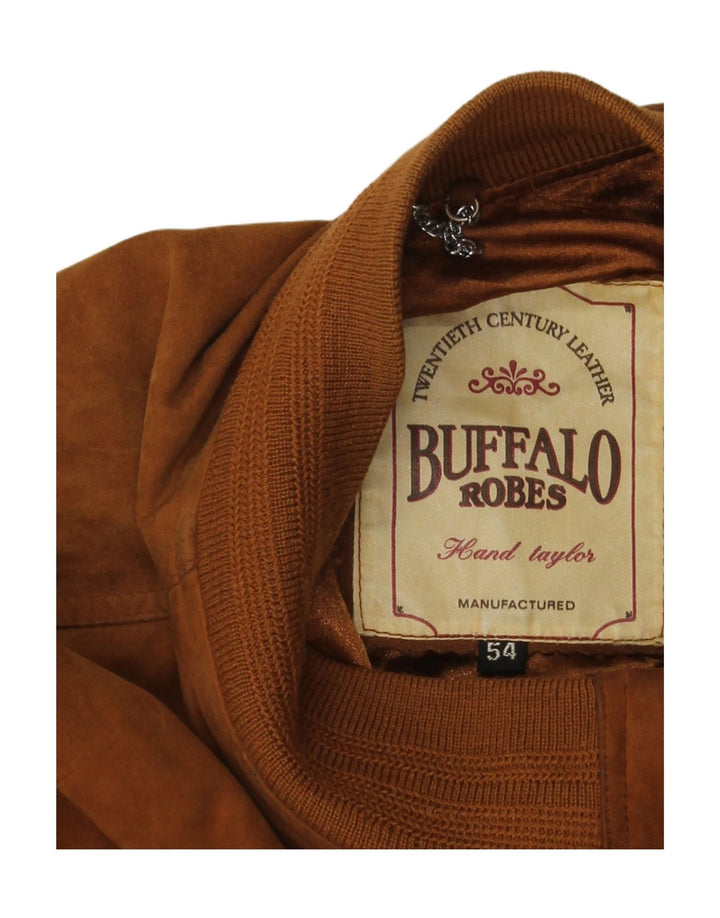 Giubbotto bomber vintage in pelle scamosciata da uomo IT 54 2XL in pelle marrone