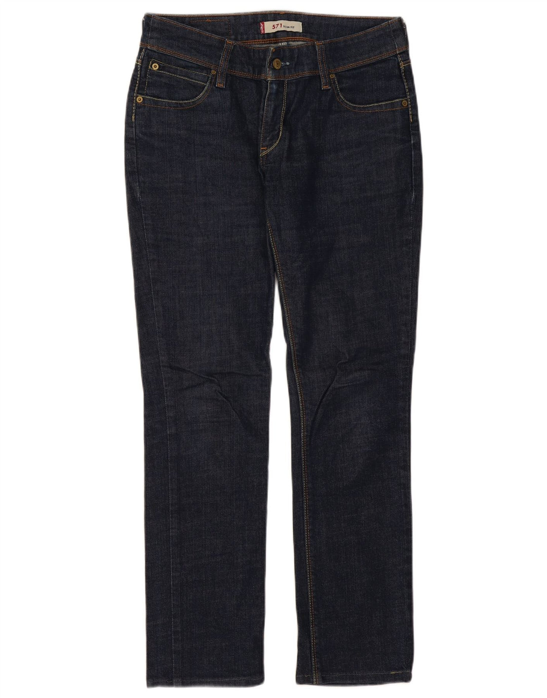LEVI'S Jeans 571 Slim da Donna W32 L30 Cotone Blu Navy
