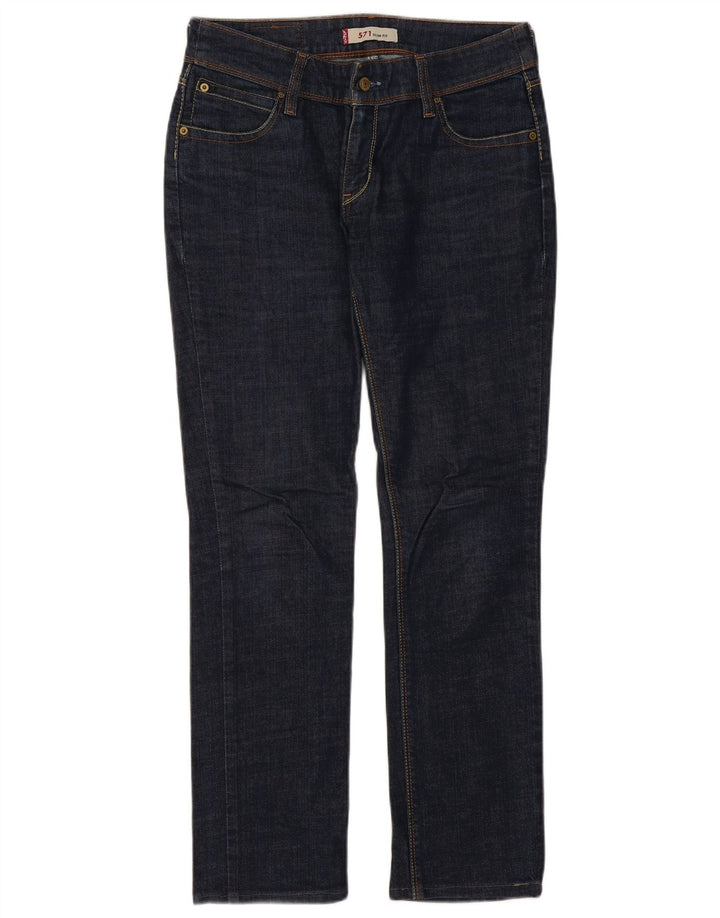 LEVI'S Jeans 571 Slim da Donna W32 L30 Cotone Blu Navy