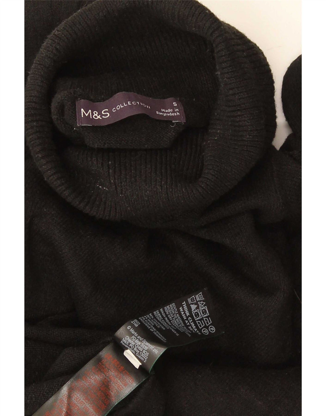 Maglione maglione da uomo Marks & Spencer a collo alto piccolo poliestere nero