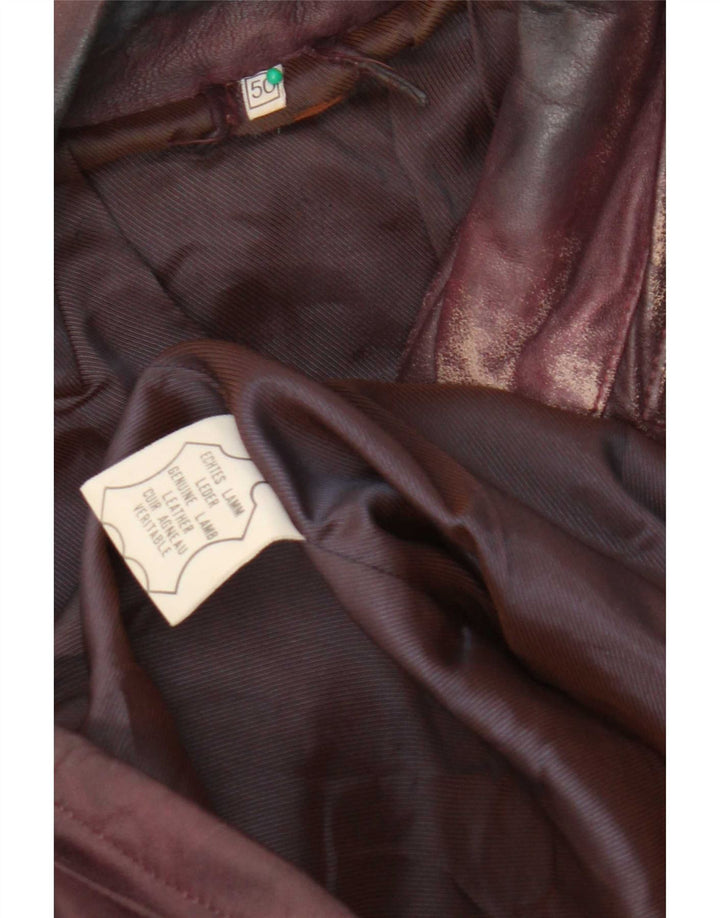 Gilet multiuso in pelle vintage da uomo IT 50 grande marrone
