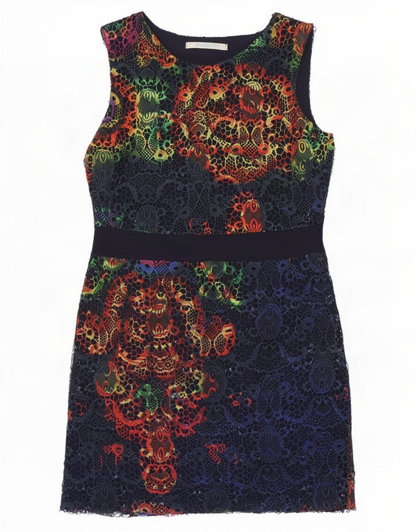 Desigual Abito tubino in pizzo senza maniche da donna EU 46 XL Blu navy floreale