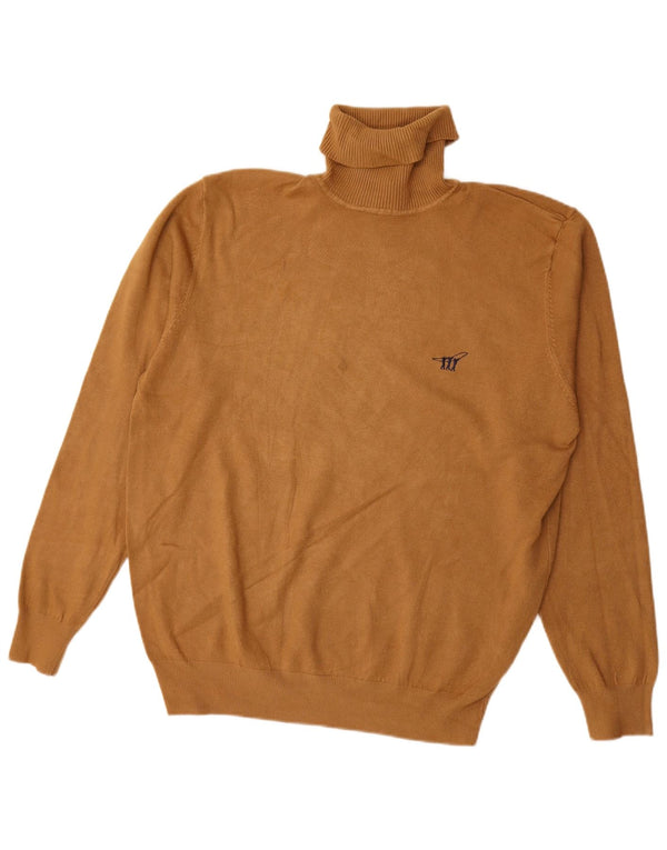 Maglione maglione vintage da uomo con collo alto XL beige
