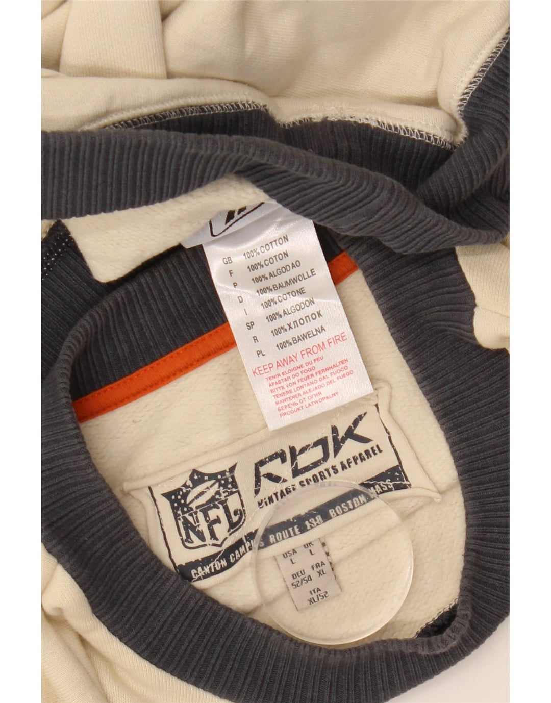 REEBOK Mens Miami Dolphins Sweatshirt Jumper Large Off White Colourblock