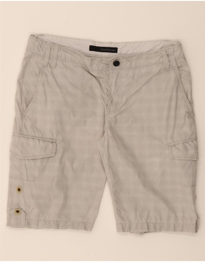 CALVIN KLEIN Mens Cargo Shorts W32 Medium Grey Check Cotton Vintage Calvin Klein and Second-Hand Calvin Klein from Messina Hembry 