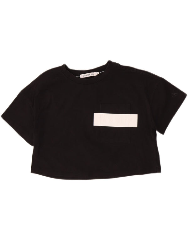 Calvin Klein Jeans T-shirt corta oversize da donna Top UK 6 XS Cotone nero