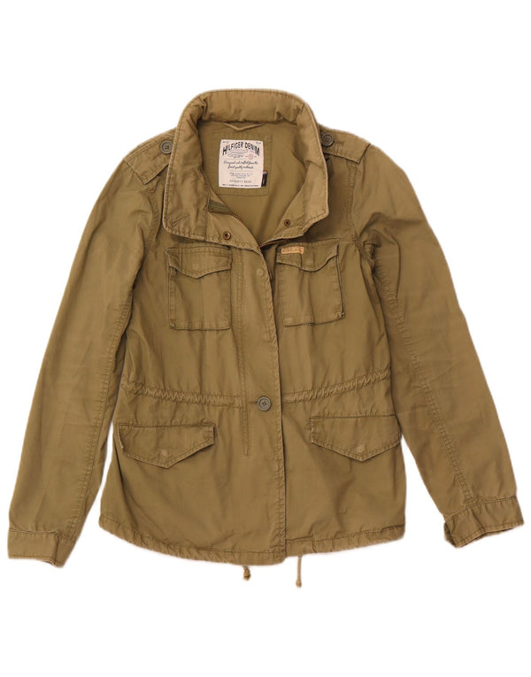 TOMMY HILFIGER Womens Hooded Military Jacket UK 10 Small Green Cotton