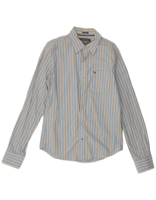 Camicia da uomo Abercrombie & Fitch Muscle Large in cotone gessato blu