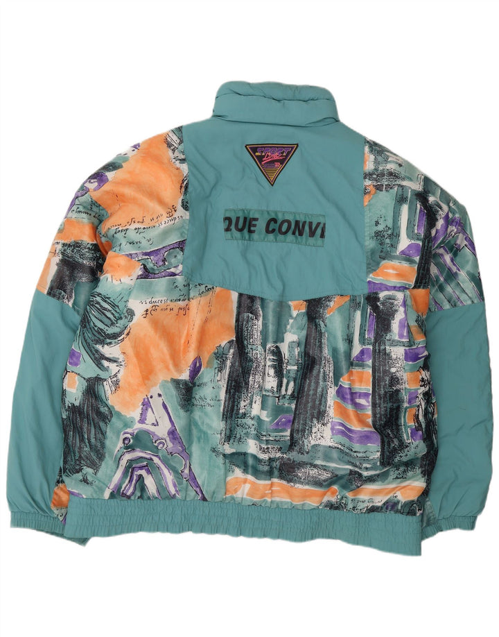 Giacca da sci grafica vintage da uomo IT 54 2XL Blu Colourblock in poliammide