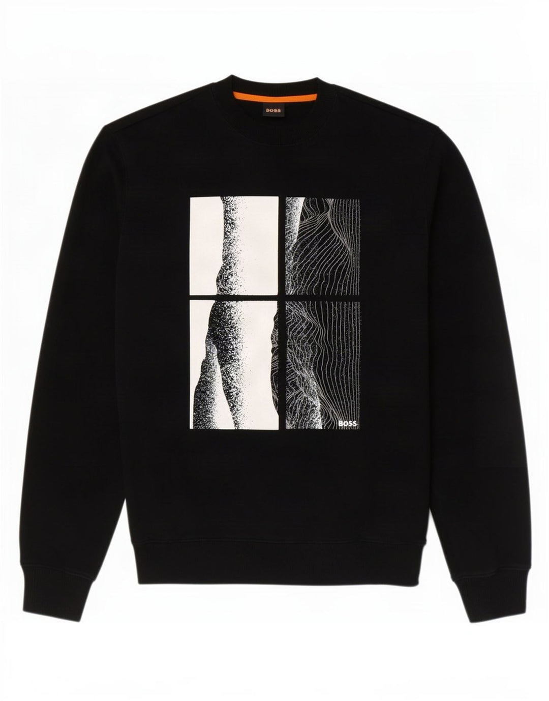 Felpa grafica da uomo Hugo Boss, maglione, cotone nero medio