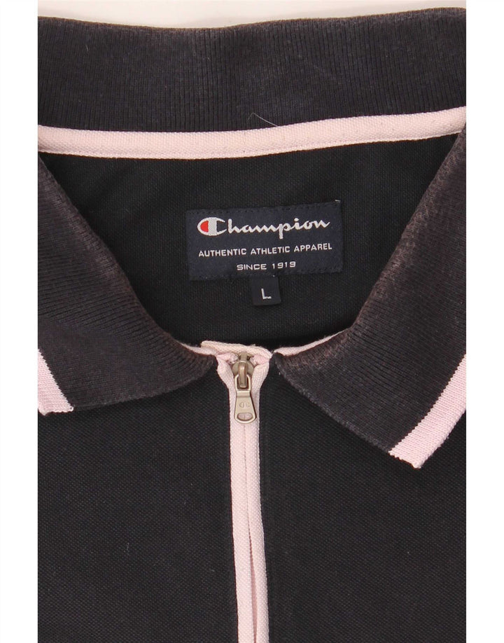 Polo da uomo con zip e collo Champion Large Blu navy