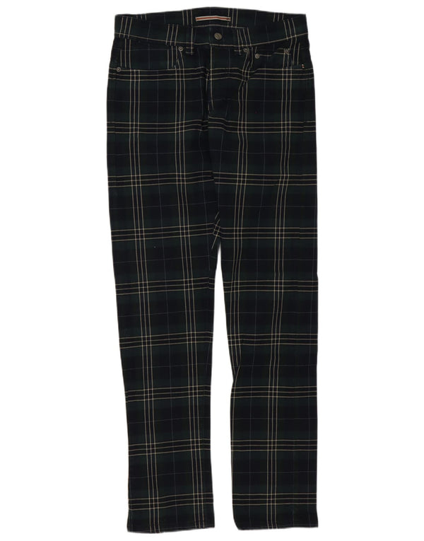 SIVIGLIA Pantaloni casual dritti da uomo W31 L34 Cotone a quadri verdi
