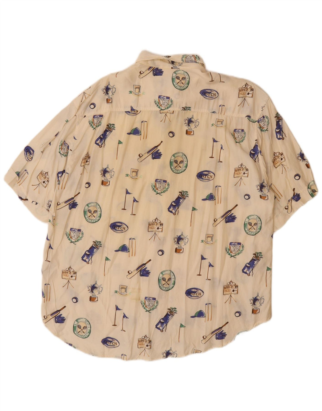 BARONI Camicia grafica da uomo a maniche corte grande in viscosa bianco sporco