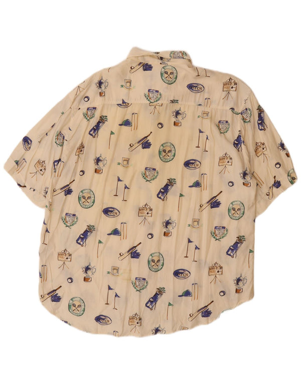 BARONI Camicia grafica da uomo a maniche corte grande in viscosa bianco sporco