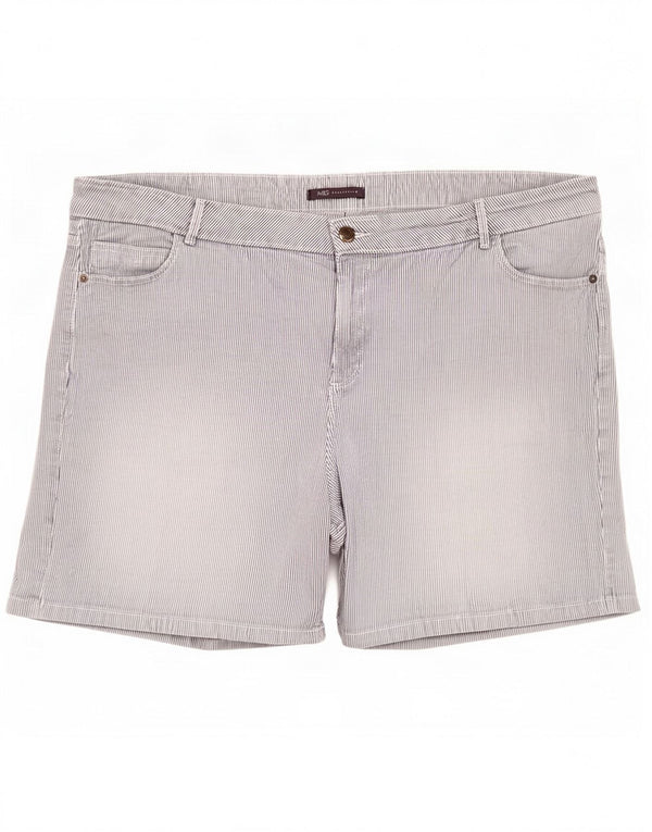 Pantaloncini casual da donna Marks & Spencer UK 22 3XL W44 Cotone gessato blu