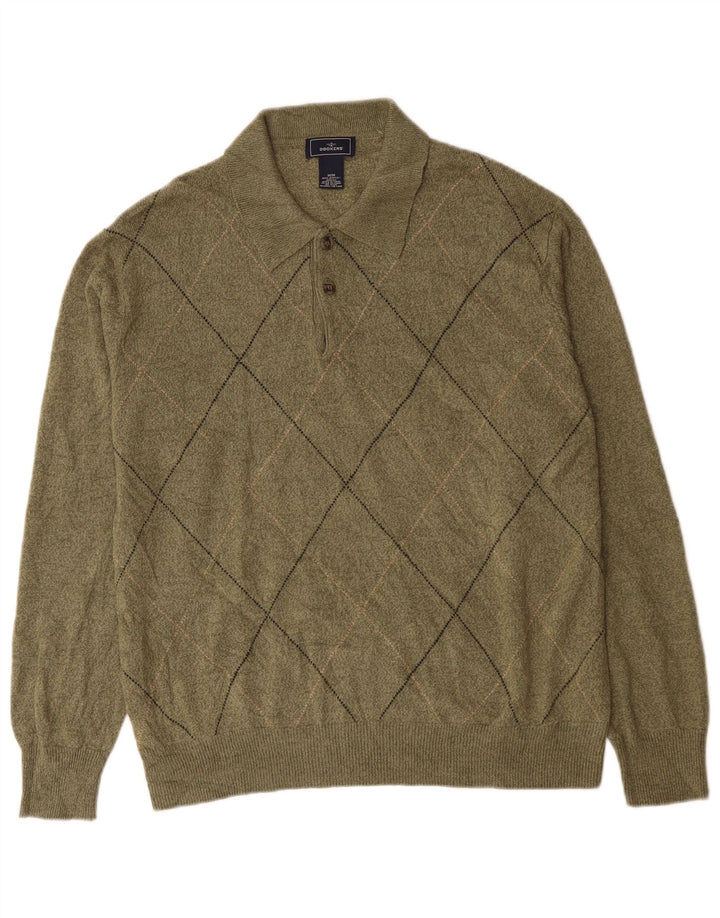 Maglione da uomo con collo alto Dockers, colore kaki medio, a rombi/acrilico con diamanti