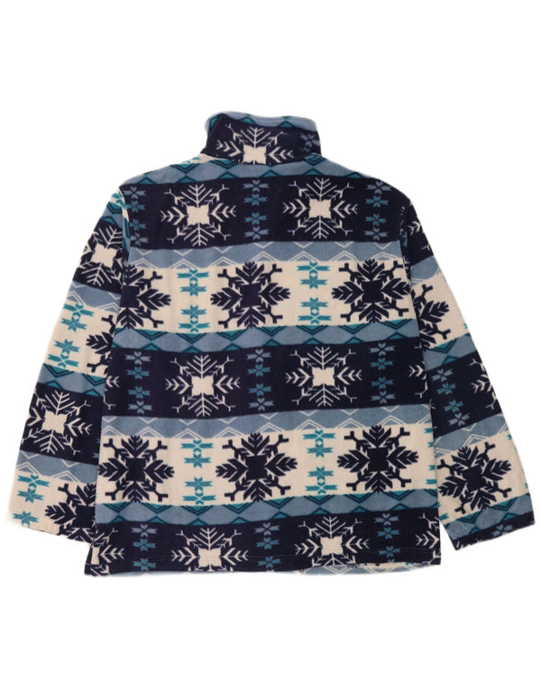 Giacca in pile vintage da uomo UK 42 XL Blu Fair Isle Viscosa