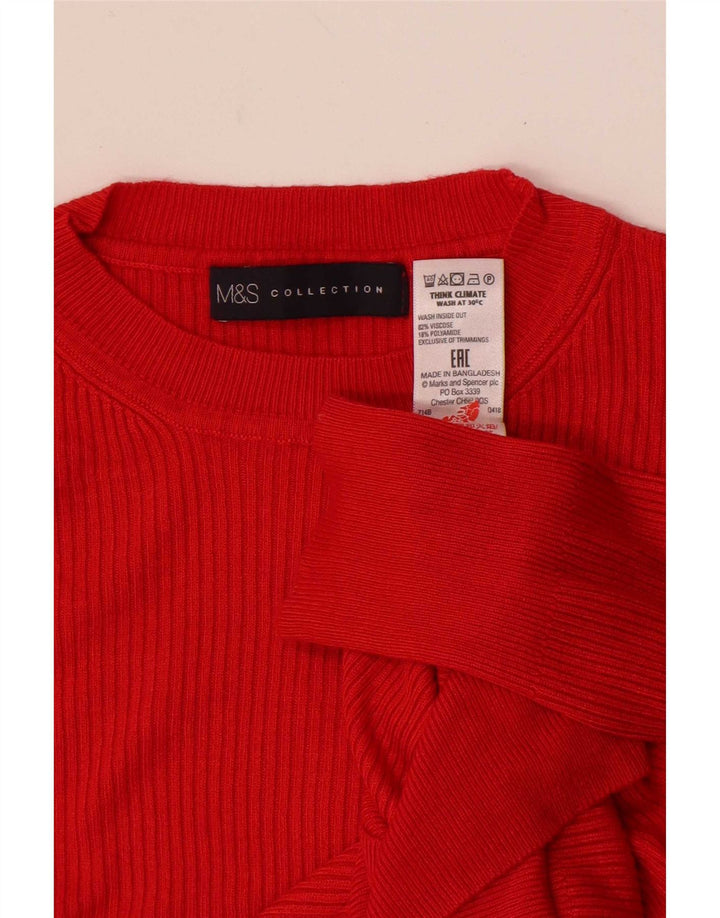 Maglione maglione girocollo da donna Marks & Spencer UK 14 grande viscosa rossa