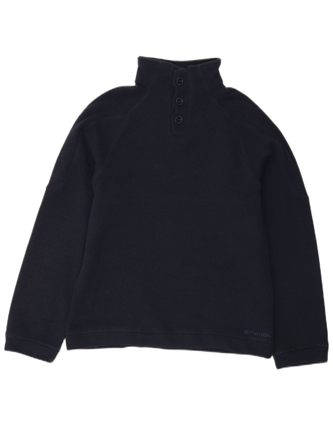 Maglione da uomo con collo a bottone con animali, poliestere medio blu navy