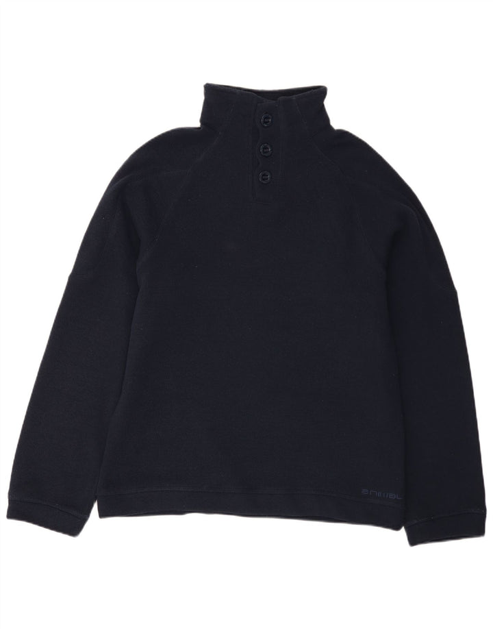 Maglione da uomo con collo a bottone con animali, poliestere medio blu navy