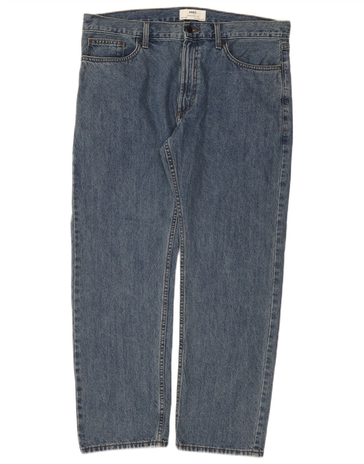 Jeans dritti da uomo Marks & Spencer W38 L29 cotone blu