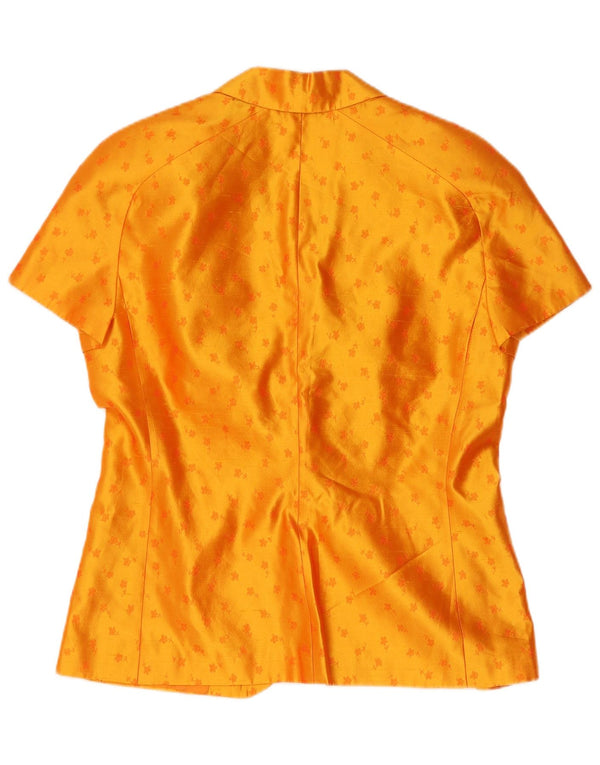 Gai Mattiolo Top Cardigan Donna Manica Corta IT 46 Large Arancione Floreale