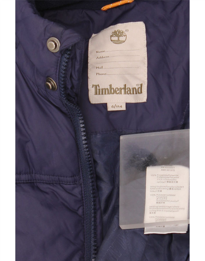 Giacca imbottita con cappuccio Timberland per ragazzi 5-6 anni in poliammide blu navy