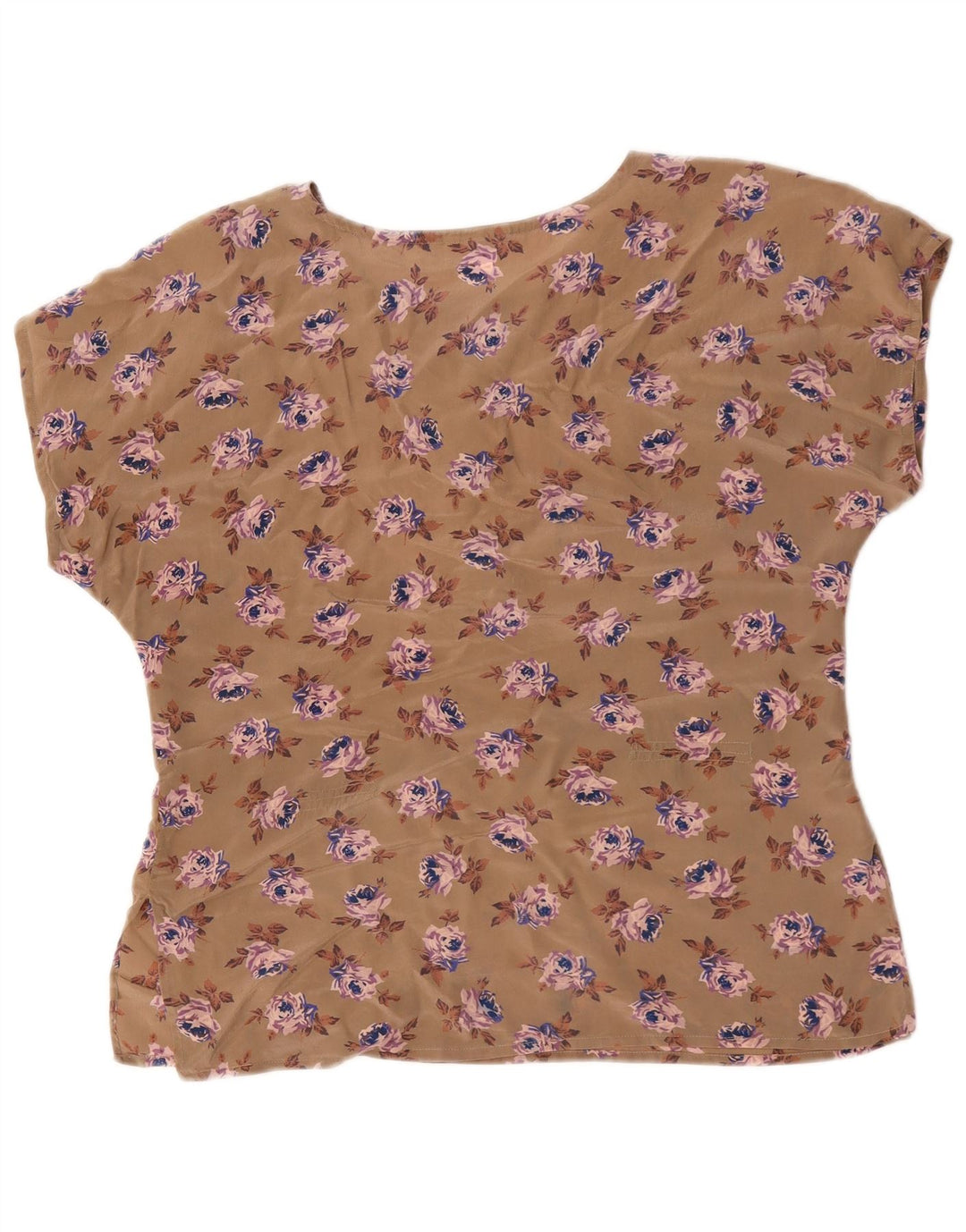 Camicetta vintage da donna Top UK 16 grande marrone floreale