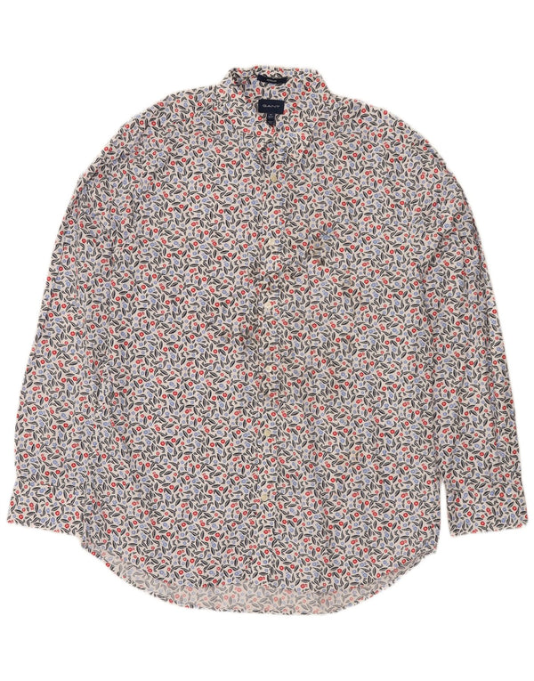 Gant Camicia da uomo vestibilità regolare taglia 43/44 17 1/2 XL cotone floreale bianco