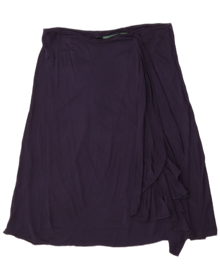 Gonna a trapezio da donna Ralph Lauren grande W36 rayon blu navy