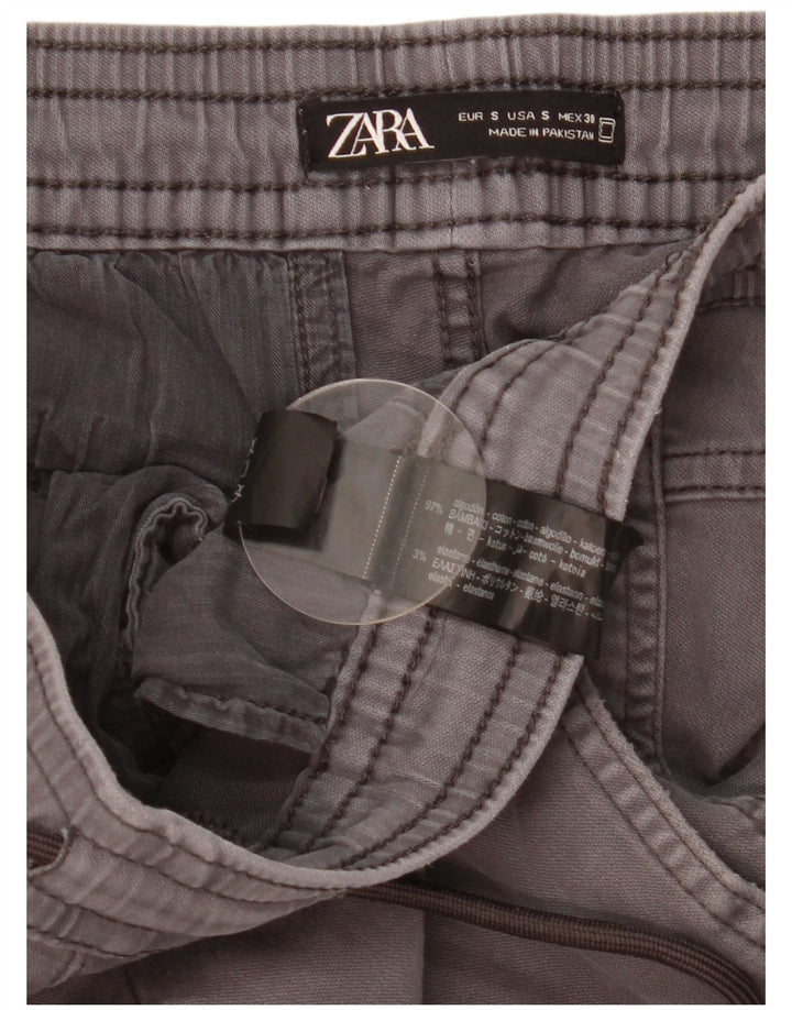 Zara Uomo Cargo Joggers Pantaloni cargo piccoli W30 L29 cotone grigio
