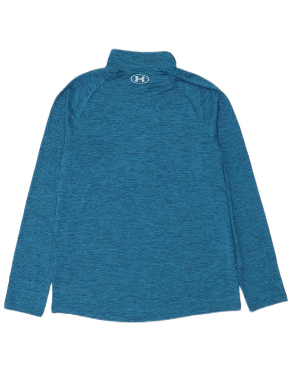 Under Armour Mens Zip Neck Pullover Tracksuit Top Medium Blue Flecked