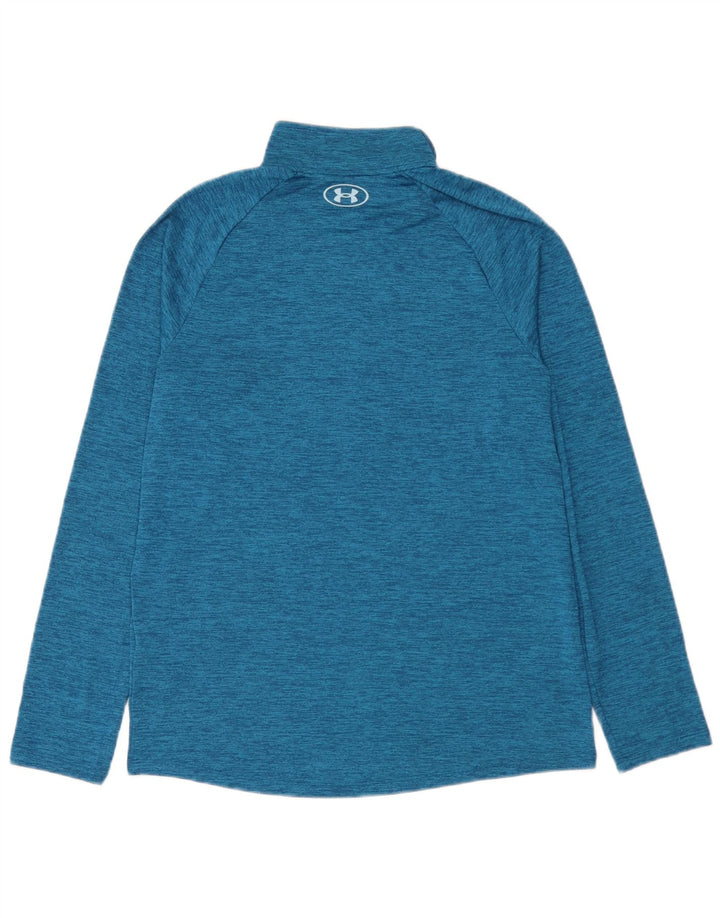 Maglia da ginnastica Under Armour da uomo con zip e collo, blu medio screziato