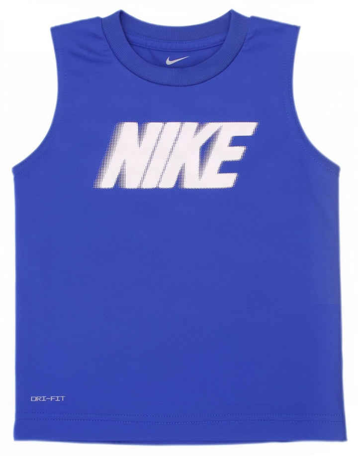 Canotta grafica Nike da ragazzo Dri Fit 2-3 anni in poliestere blu
