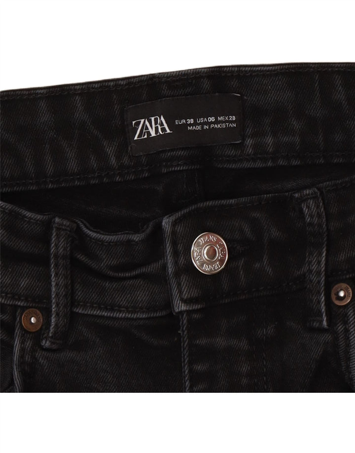 ZARA Womens Crop Bootcut Jeans EU 38 Small W26 L25 Black