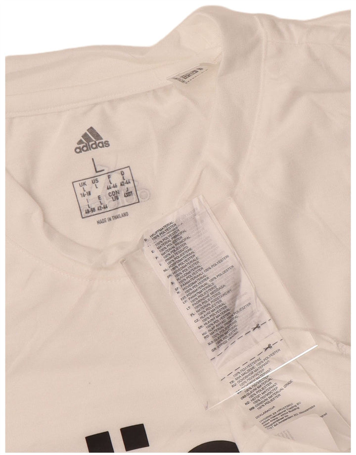 Canotta grafica da donna ADIDAS UK 16/18 grande poliestere bianco