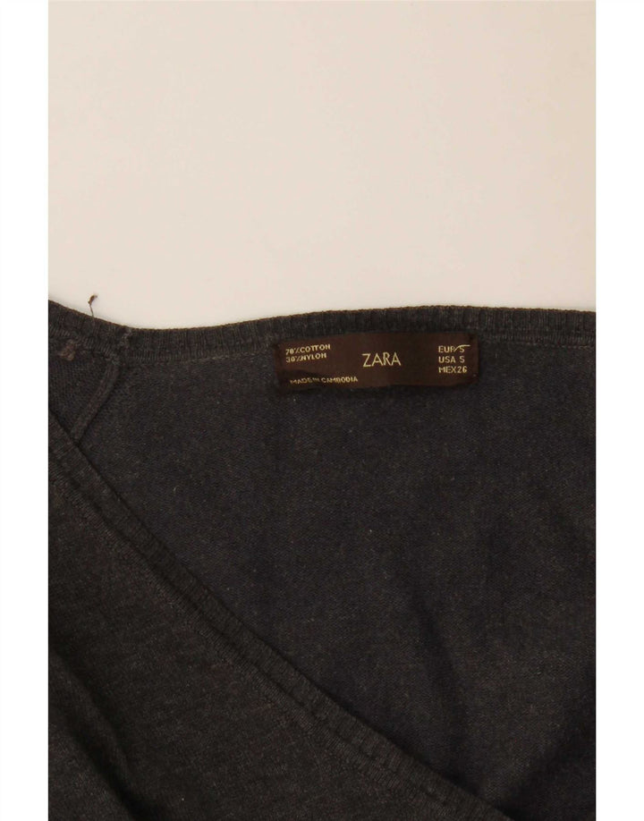 Maglione cardigan corto Zara da donna UK 10 piccolo grigio