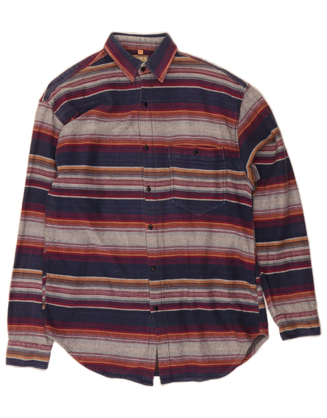 VINTAGE Mens Flannel Shirt Size 39/40 Medium Multicoloured Striped Cotton Vintage Vintage and Second-Hand Vintage from Messina Hembry 