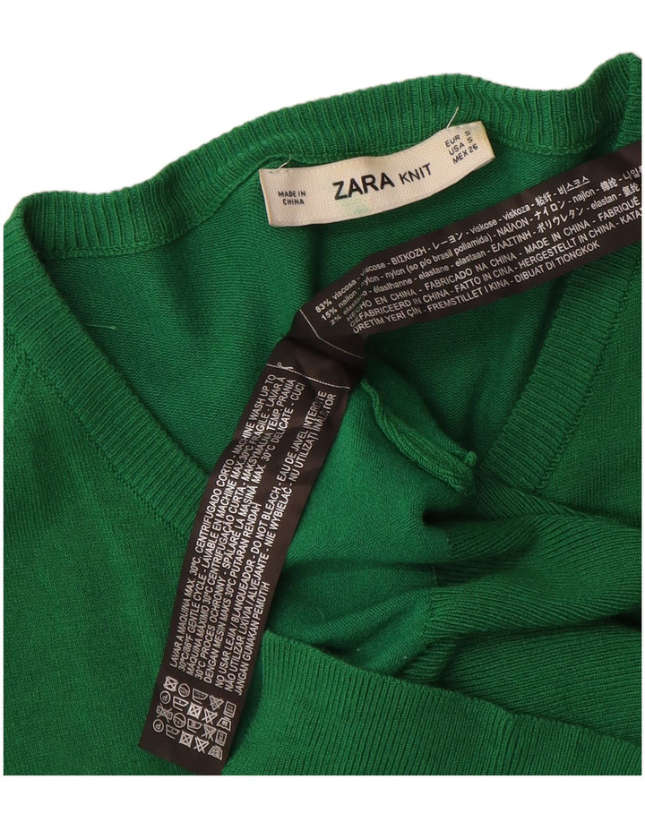 Maglione cardigan da donna Zara UK 10 piccolo viscosa verde