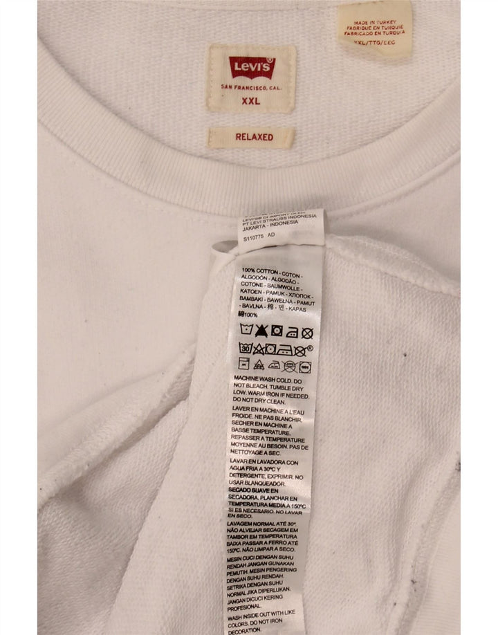 Levi's Uomo Felpa con vestibilità comoda grafica Maglione 2XL Cotone bianco