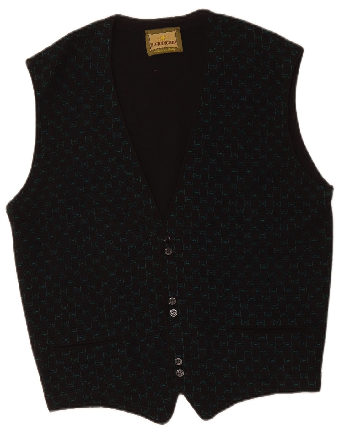 Maglione cardigan senza maniche da uomo Il Granchio piccolo quadretto nero