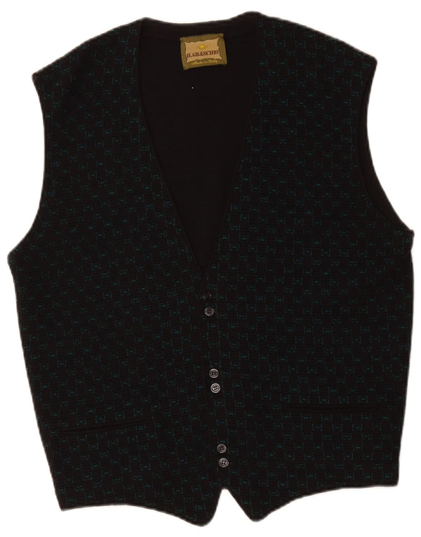 Maglione cardigan senza maniche da uomo Il Granchio piccolo quadretto nero