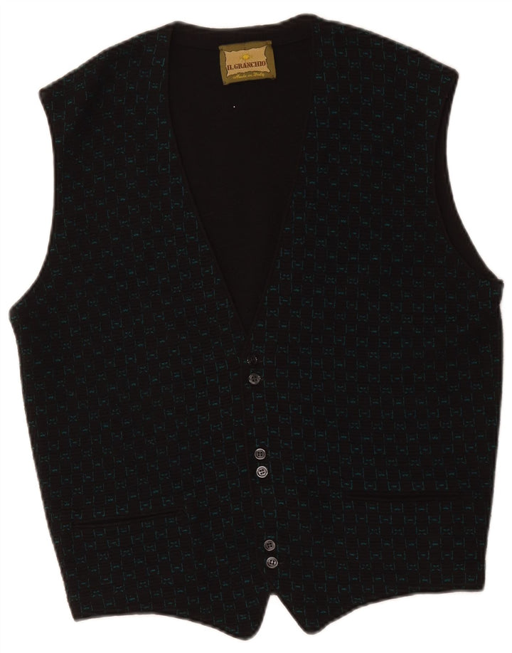 Maglione cardigan senza maniche da uomo Il Granchio piccolo quadretto nero