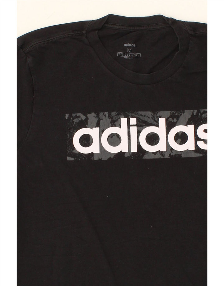 ADIDAS Mens Graphic T-Shirt Top Medium Black Cotton Vintage Adidas and Second-Hand Adidas from Messina Hembry 