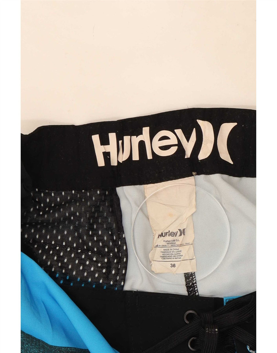 Pantaloncini da bagno da uomo Hurley, poliestere a righe grandi blu
