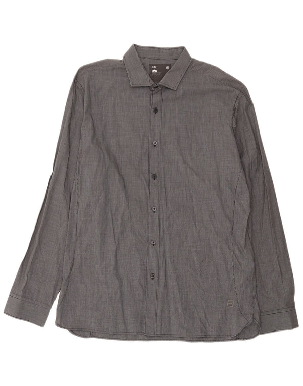 Camicia da uomo G-Star 2XL in cotone a quadretti grigio